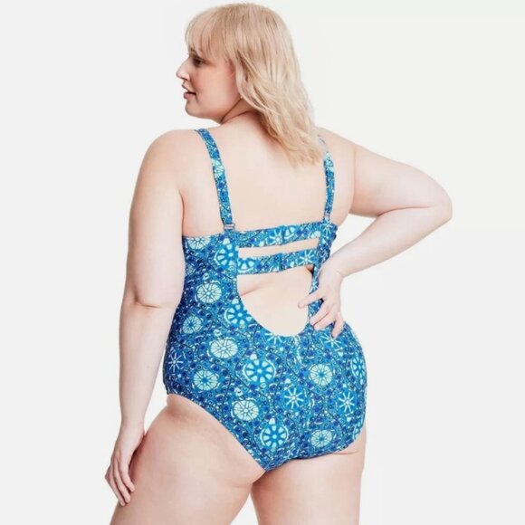 NWT RHODE x Target Zinnia Blue Floral Print One-Piece Swimsuit Size 1X - Picture 4 of 4